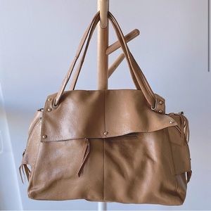 Tan leather tote/ cross body